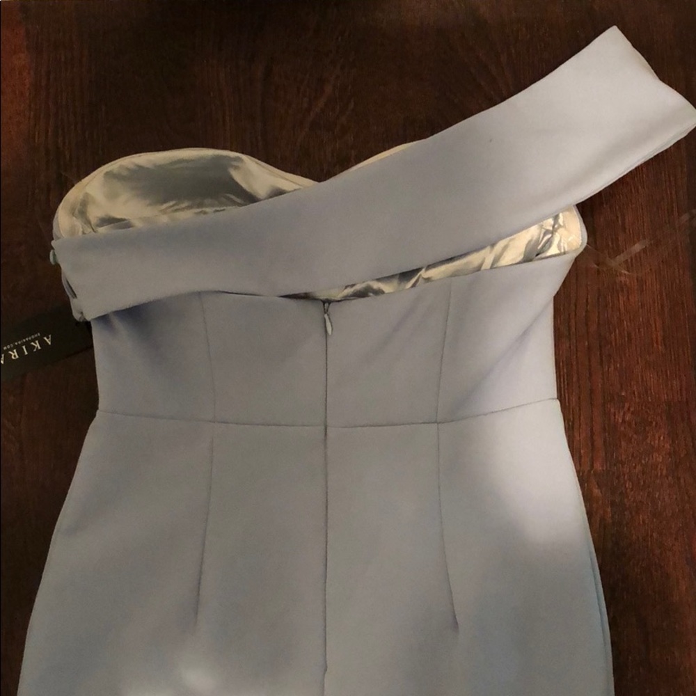 NEW Akira Dusty Blue One Shoulder Midiw/Slit Dress - Picture 6 of 8